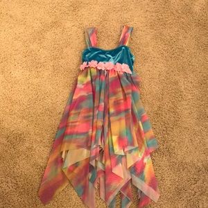 Colorful flowing velvet dance dress